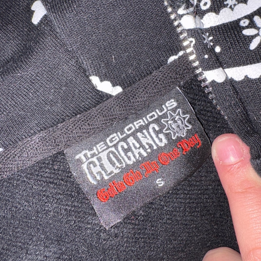 Glo Gang Black and White Hoodie full zip
